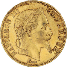 Moneta, Francia, Napoleon III, 50 Francs, 1864, Paris, SPL-, Oro, KM:804.1