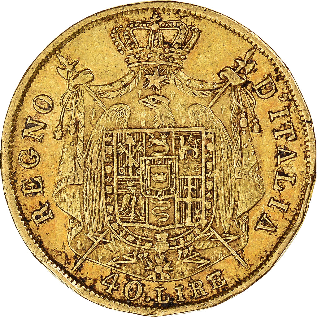 Münze, Italien Staaten, KINGDOM OF NAPOLEON, Napoleon I, 40 Lire, 1810, Milan