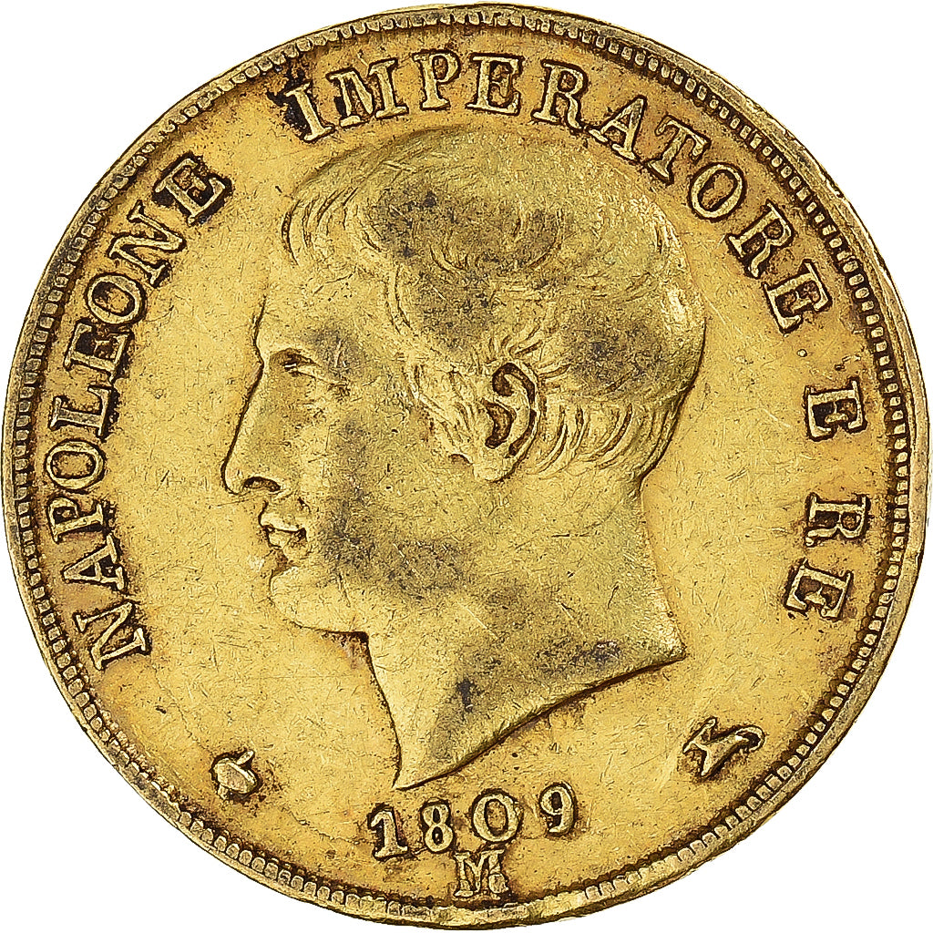 Moneta, STATI ITALIANI, KINGDOM OF NAPOLEON, Napoleon I, 20 Lire, 1809, Milan