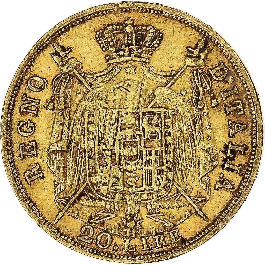 Moneta, STATI ITALIANI, KINGDOM OF NAPOLEON, Napoleon I, 20 Lire, 1809, Milan