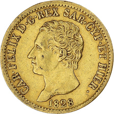 Moneta, STATI ITALIANI, SARDINIA, Carlo Felice, 20 Lire, 1828, Torino, BB, Oro