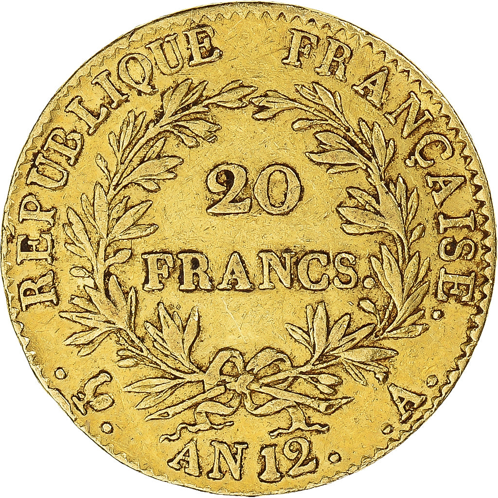 Munten, Frankrijk, Napoleon I, 20 Francs, An 12, Paris, ZF, Goud, KM:651, Le