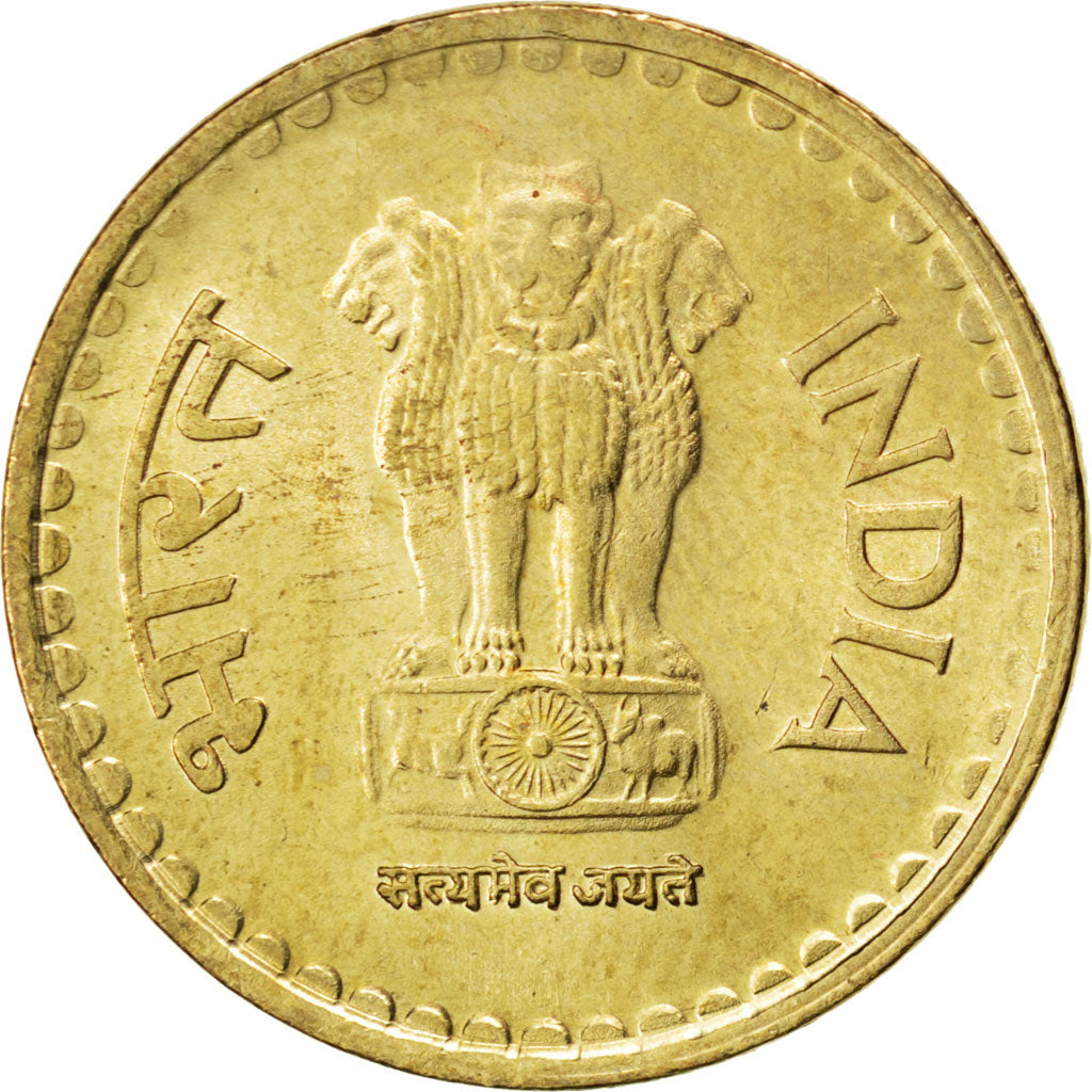 Coin, INDIA-REPUBLIC, 5 Rupees, 2009, MS(63), Nickel-brass, KM:373