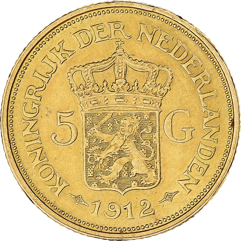 Monnaie, Pays-Bas, Wilhelmina I, 5 Gulden, 1912, Utrecht, TTB+, Or, KM:151