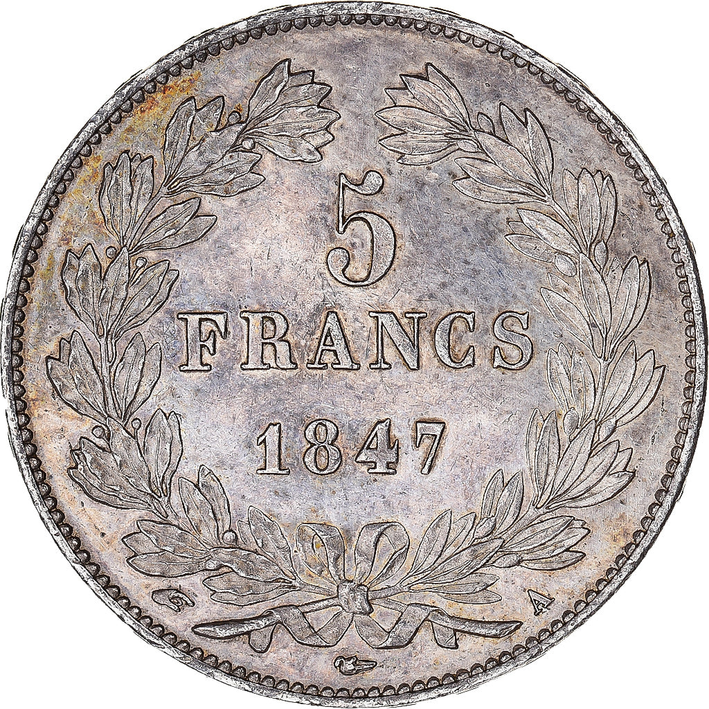 Moneta, Francja, Louis-Philippe, 5 Francs, 1847, Paris, AU(55-58), Srebro