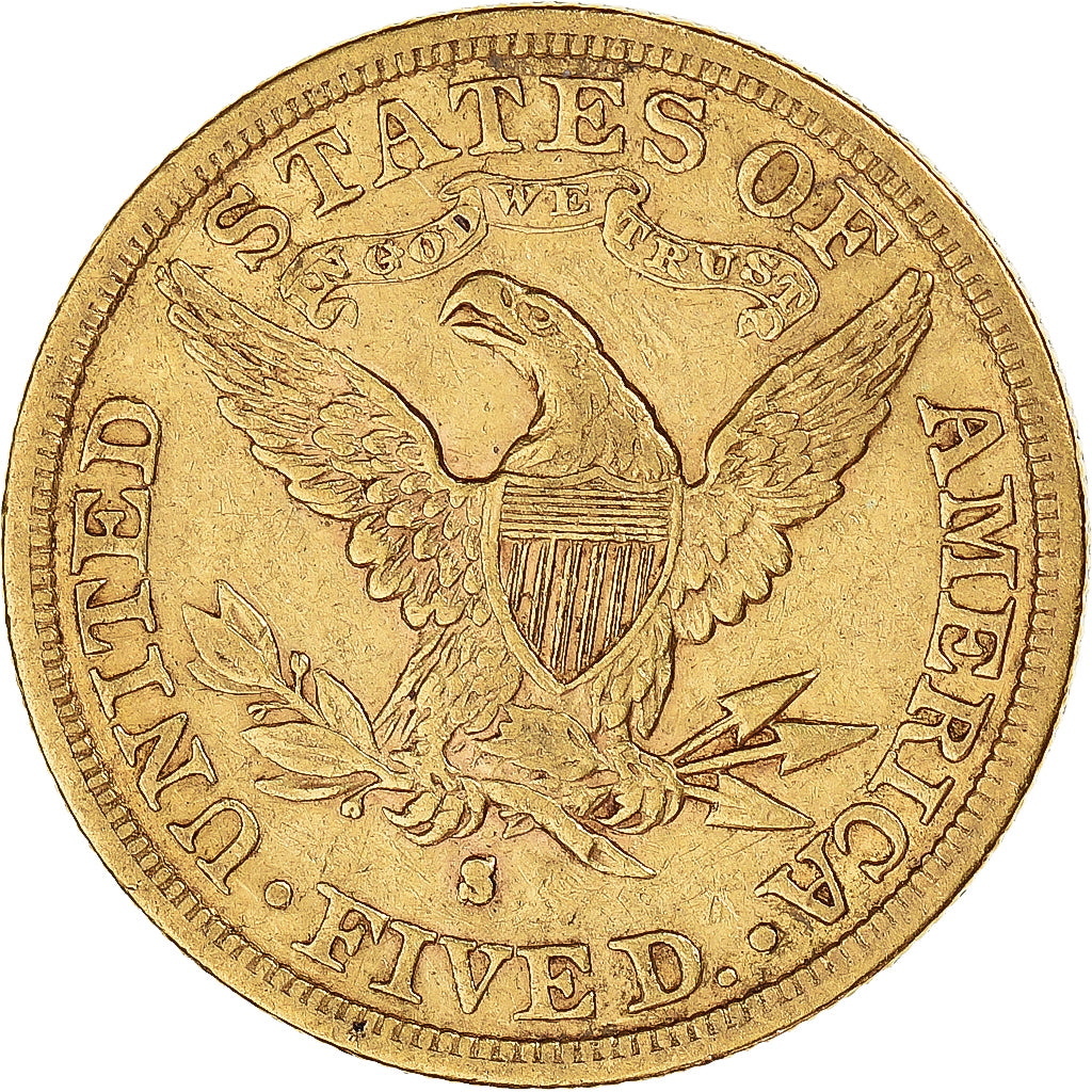 Moneda, Estados Unidos, Coronet Head, $5, Half Eagle, 1882, San Francisco, MBC