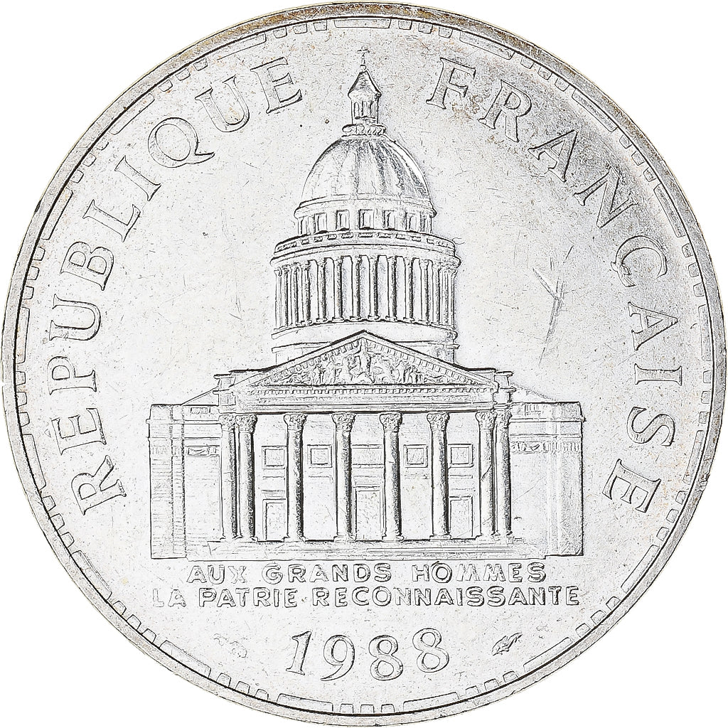 Munten, Frankrijk, Panthéon, 100 Francs, 1988, Paris, PR, Zilver, KM:951.1