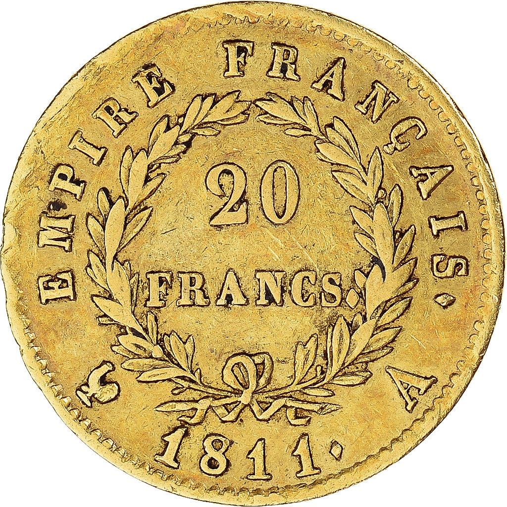 Coin, France, Napoleon I, 20 Francs, 1811, Paris, EF(40-45), Gold, KM:695.1