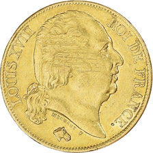Coin, France, Louis XVIII, 20 Francs, 1817, Lille, AU(50-53), Gold, KM:712.9, Le