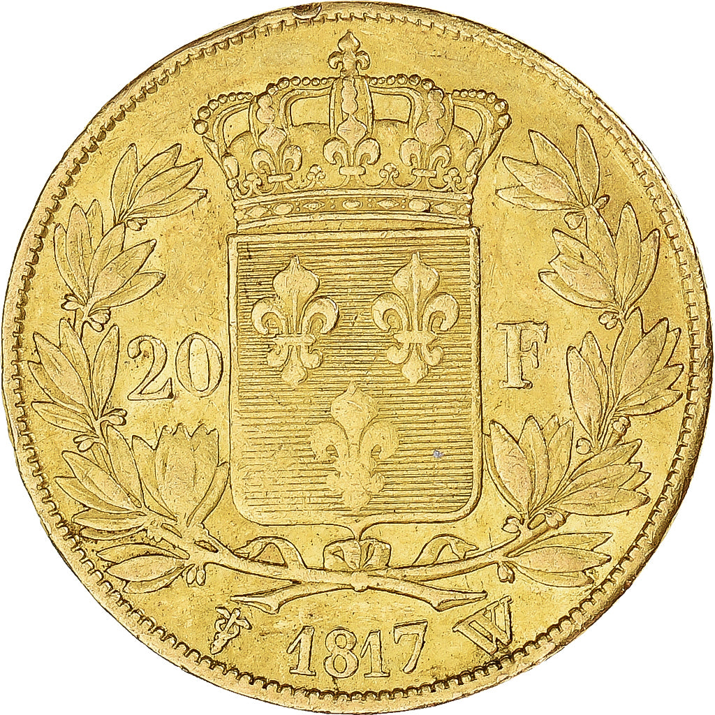 Coin, France, Louis XVIII, 20 Francs, 1817, Lille, AU(50-53), Gold, KM:712.9, Le