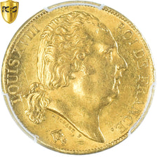 Coin, France, Louis XVIII, 20 Francs, 1819, Paris, PCGS, UNC Details, UNC, Gold