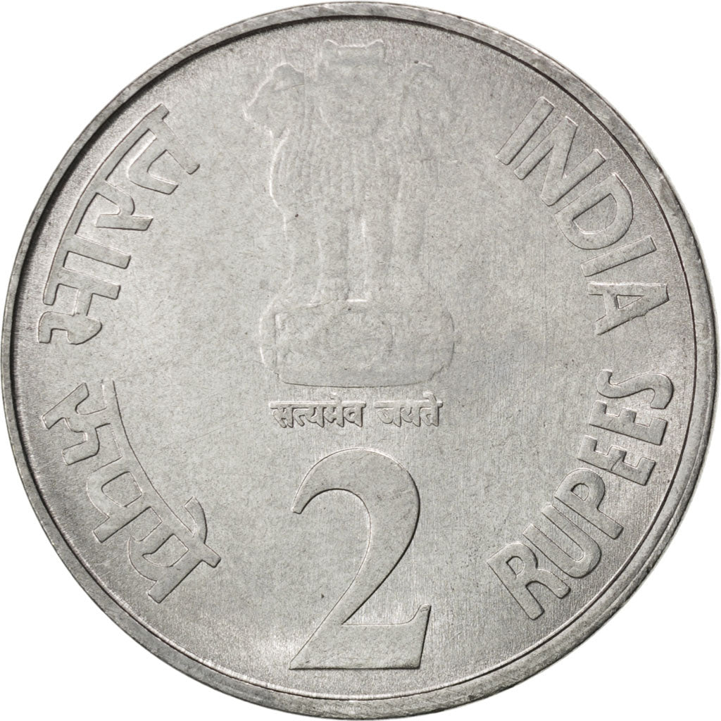 Coin, INDIA-REPUBLIC, 2 Rupees, 2010, MS(63), Stainless Steel, KM:386