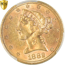 Münze, Vereinigte Staaten, Coronet Head, $5, Half Eagle, 1882, Philadelphia