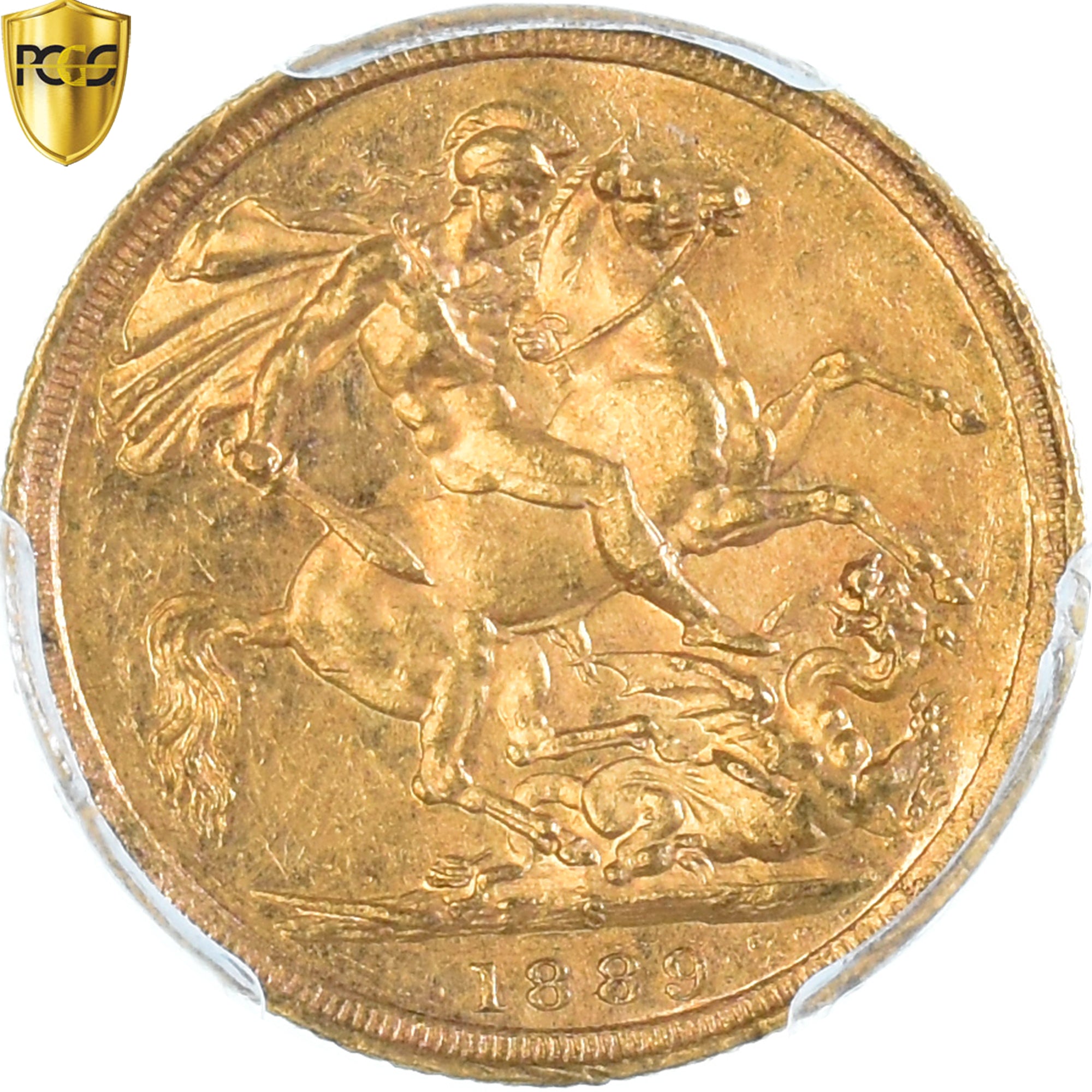 Coin, Australia, Victoria, Sovereign, 1889, Sydney, PCGS, MS60, MS(60-62), Gold