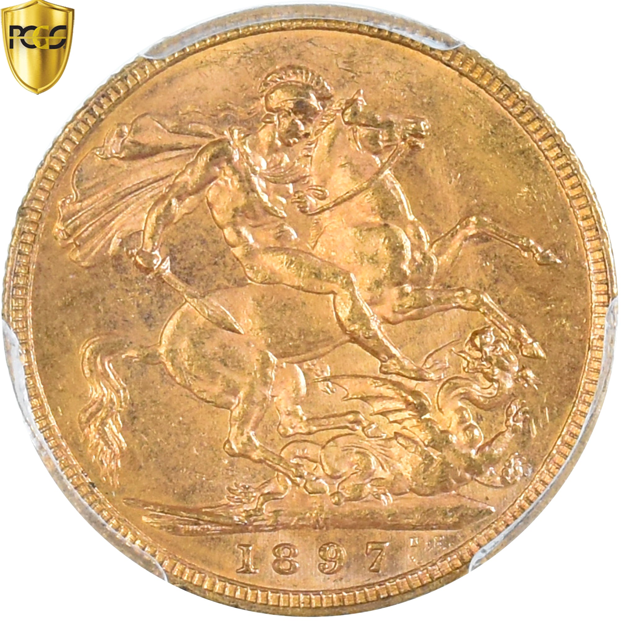 Coin, Australia, Victoria, Sovereign, 1897, Melbourne, PCGS, MS61, MS(60-62)