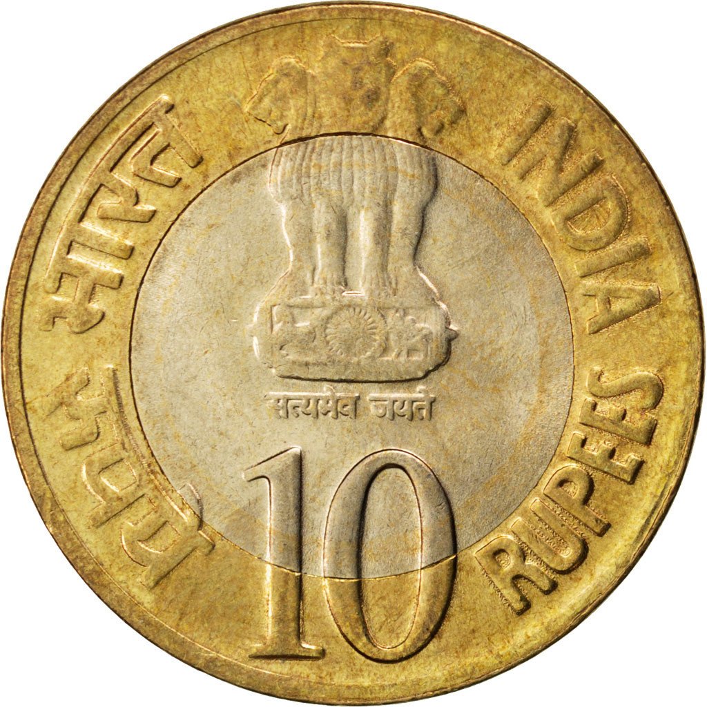 INDIA-REPUBLIC, 10 Rupees, 2010, KM #388, MS(63), Bi-Metallic, 27, 7.99