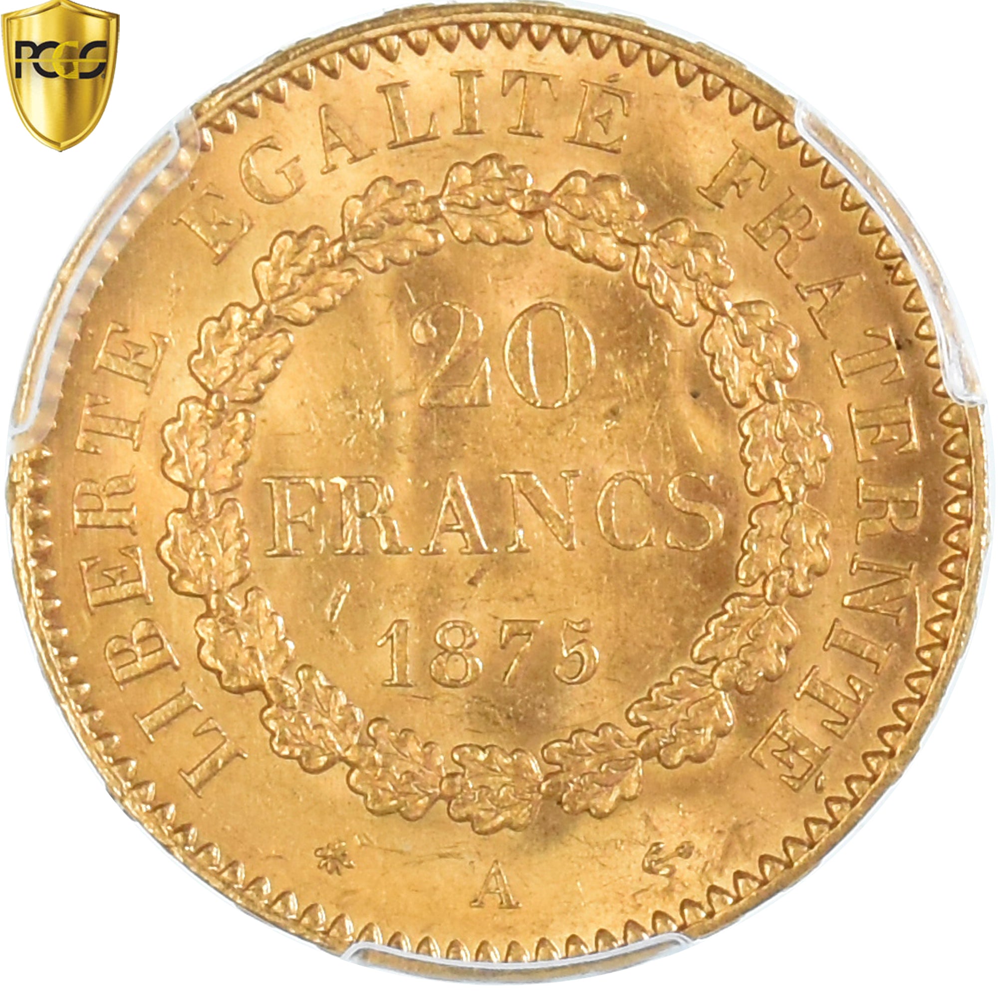 Coin, France, Génie, 20 Francs, 1875, Paris, PCGS, MS64, MS(64), Gold, KM:825