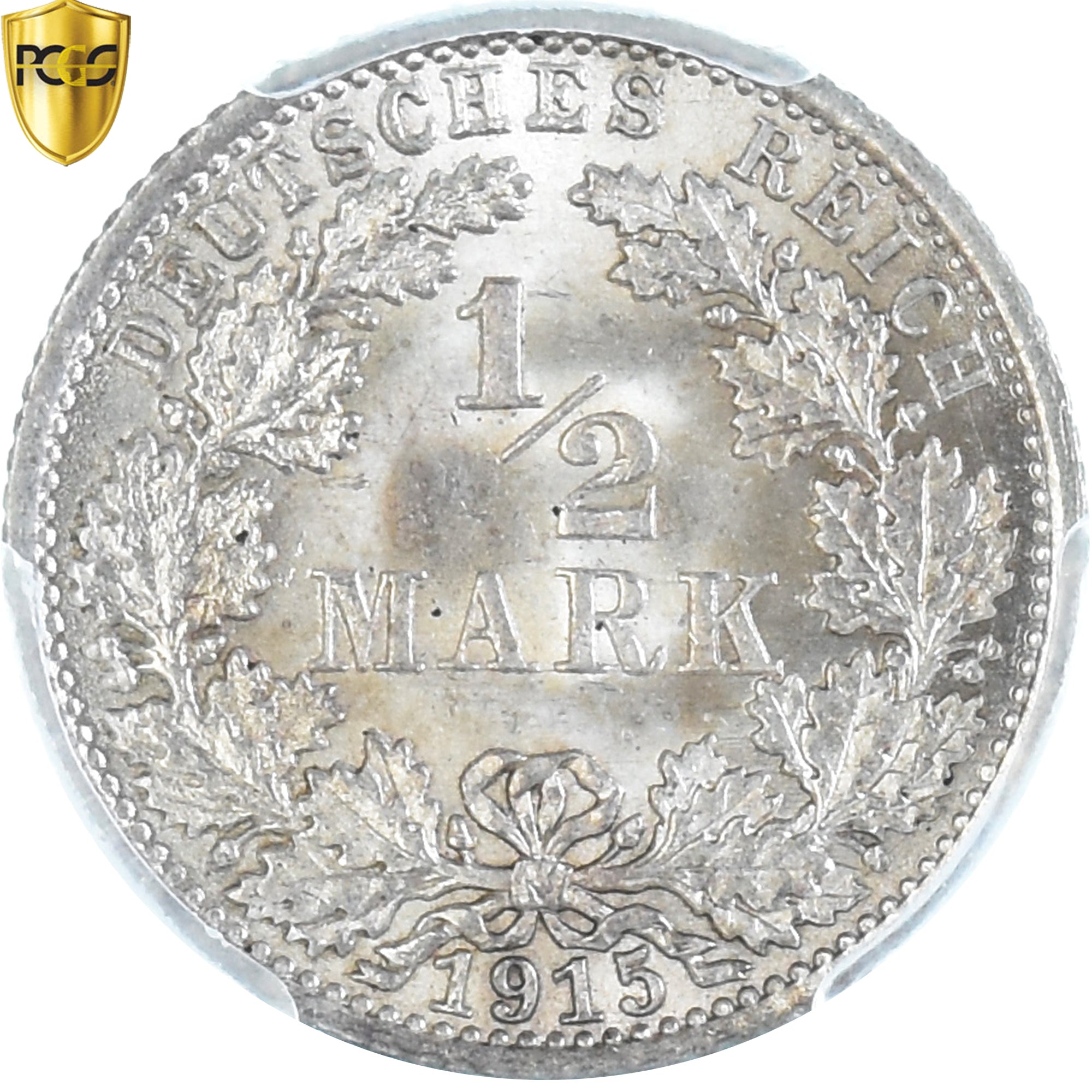 Coin, GERMANY - EMPIRE, 1/2 Mark, 1915, Berlin, PCGS, MS66, MS(65-70), Silver