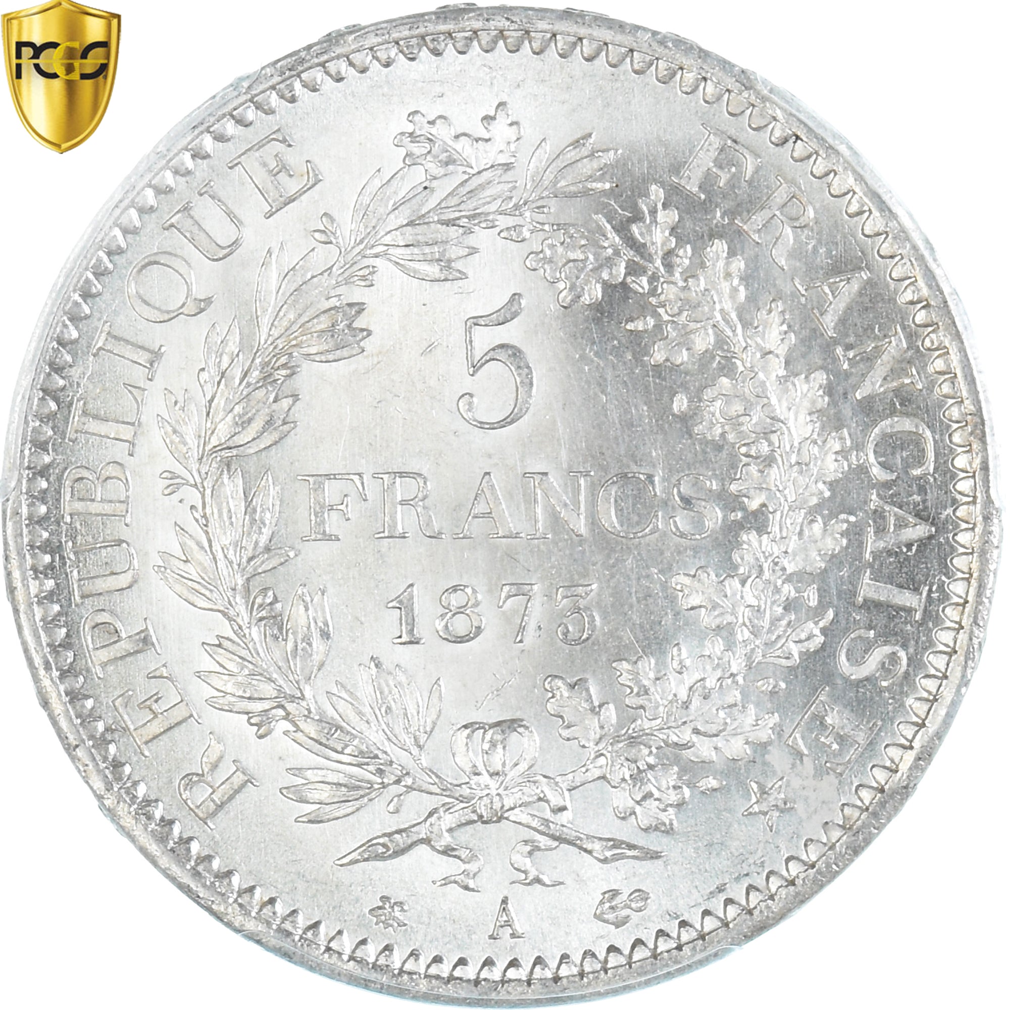 Coin, France, Hercule, 5 Francs, 1873, Paris, PCGS, MS63, MS(63), Silver