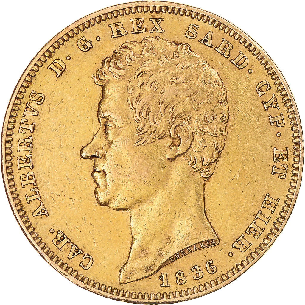 Moneta, STATI ITALIANI, SARDINIA, Carlo Alberto, 100 Lire, 1836, Genoa, BB+