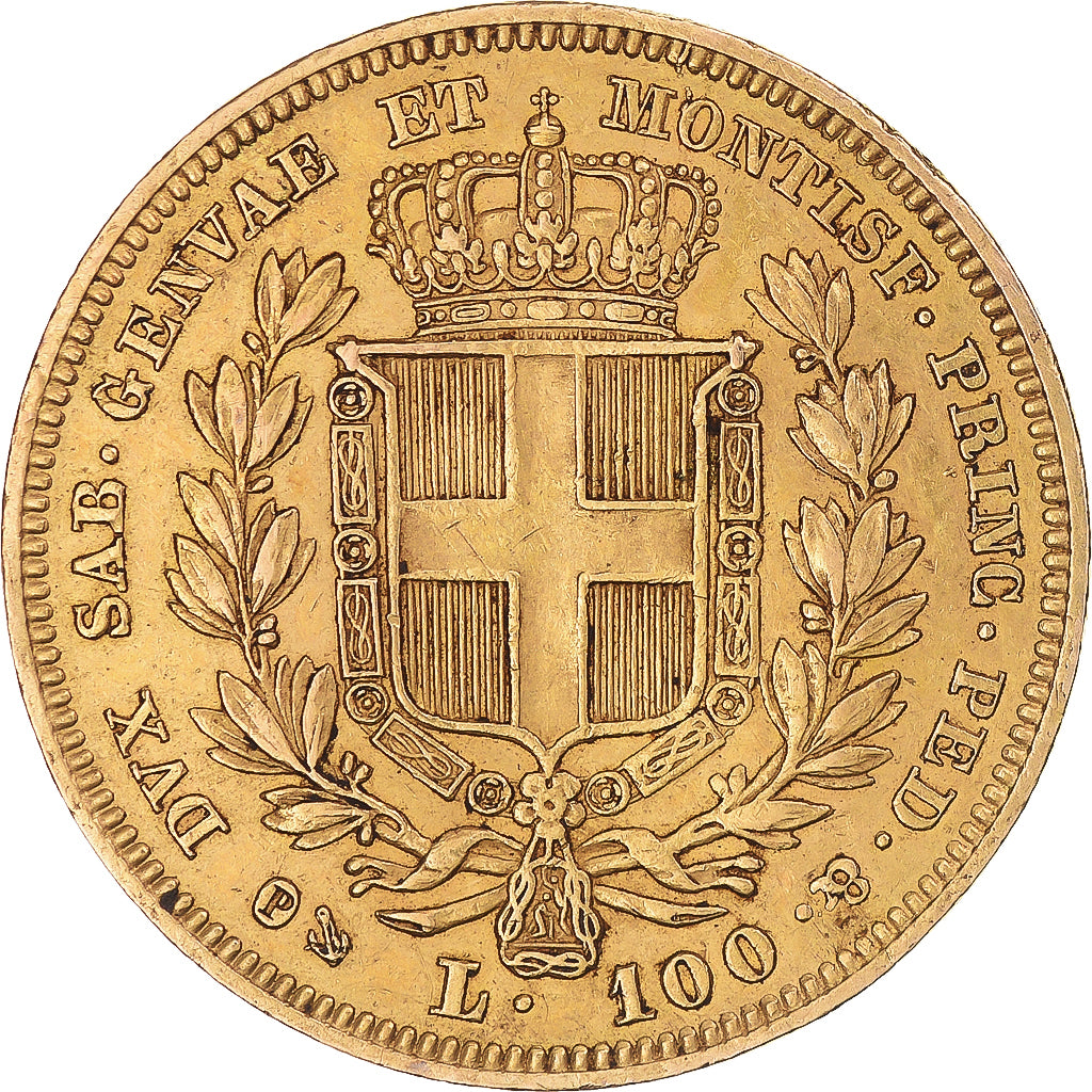 Moneta, STATI ITALIANI, SARDINIA, Carlo Alberto, 100 Lire, 1836, Genoa, BB+