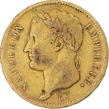 Moneda, Francia, Napoleon I, 40 Francs, 1811, Paris, BC+, Oro, KM:696.1, Le