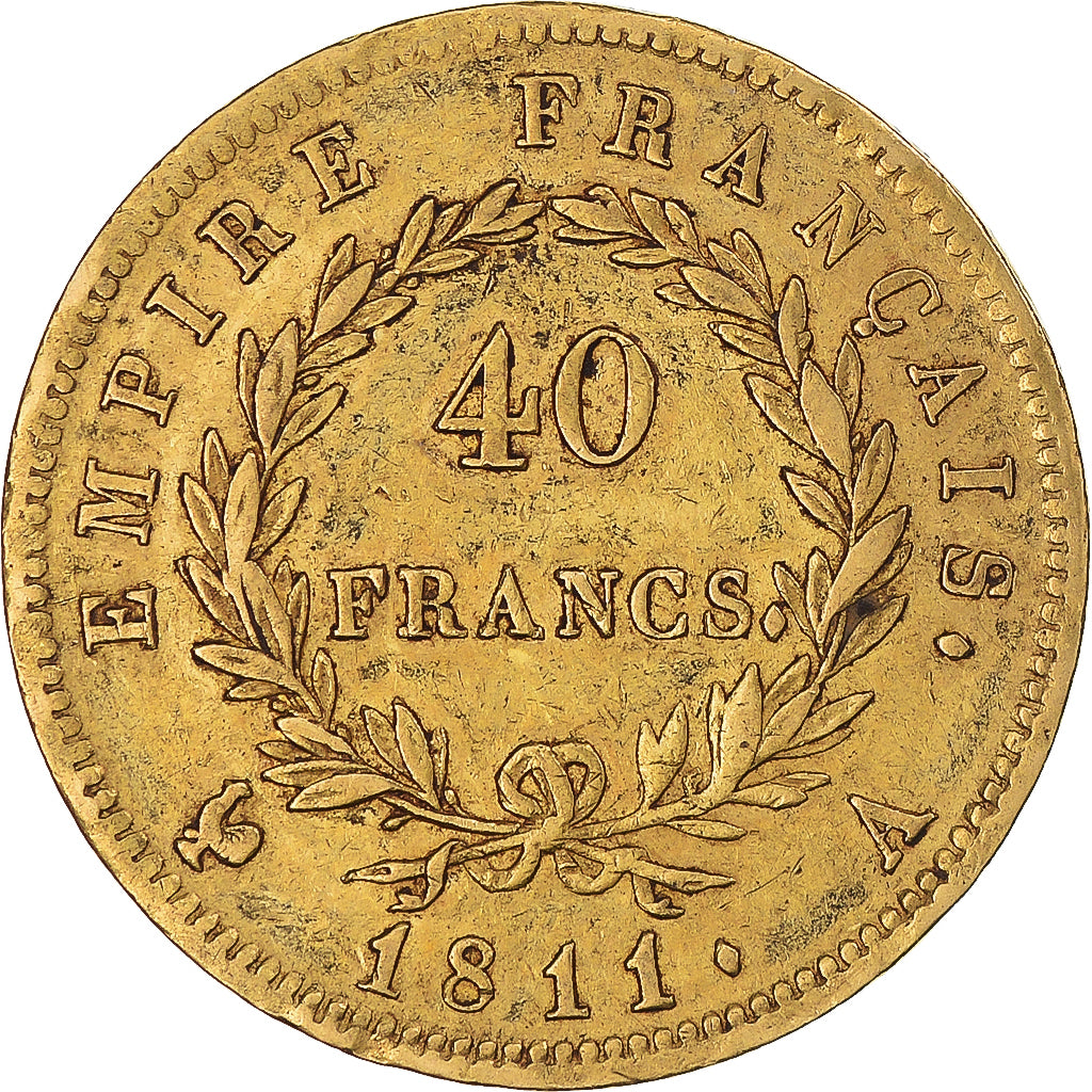 Monnaie, France, Napoleon I, 40 Francs, 1811, Paris, TTB+, Or, KM:696.1, Le