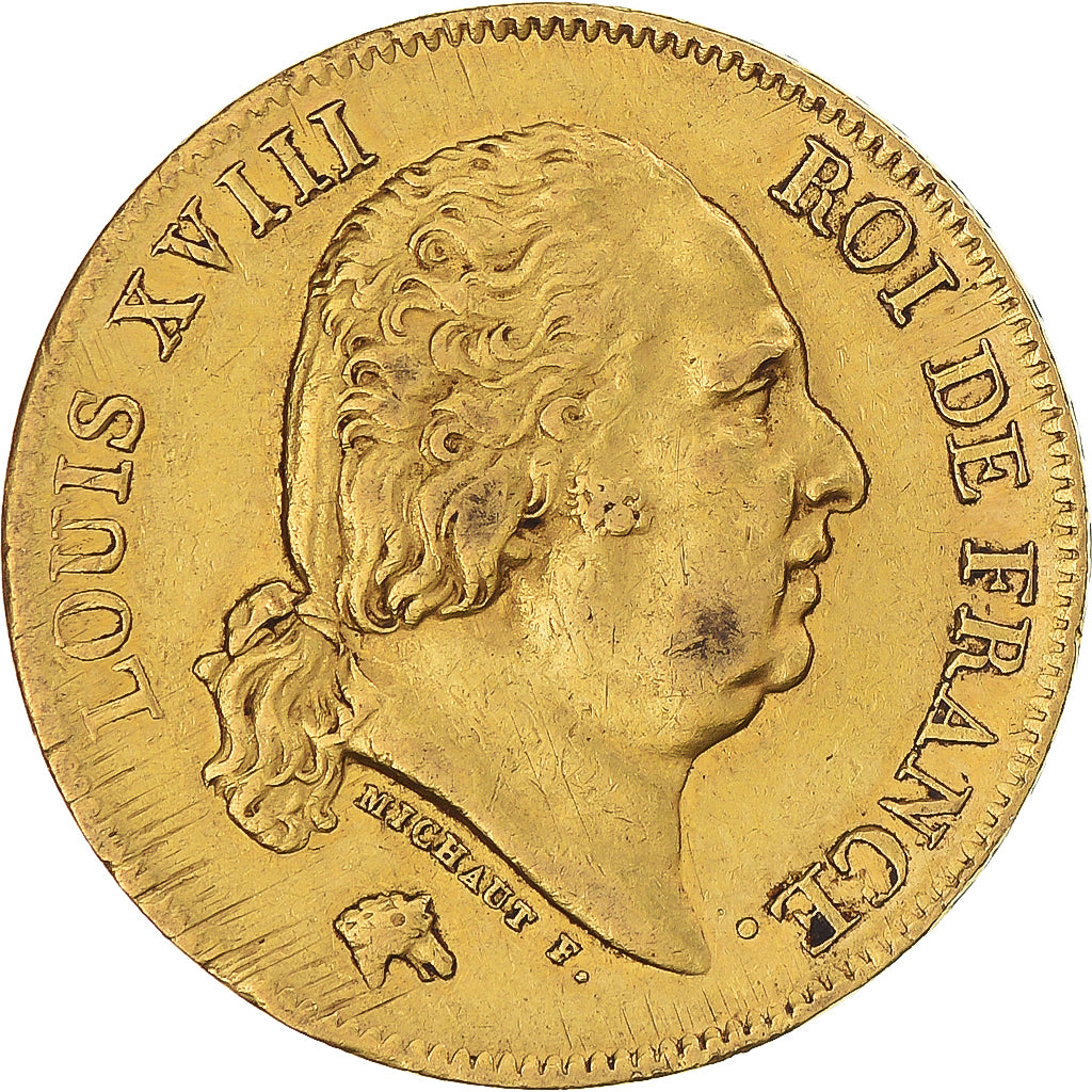 Monnaie, France, Louis XVIII, 40 Francs, 1818, Lille, TTB+, Or, KM:713.6, Le