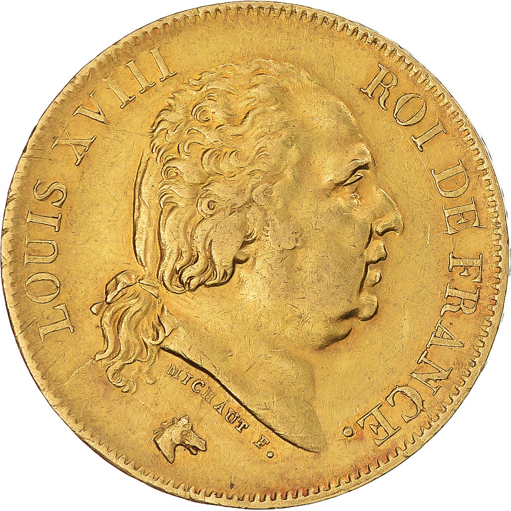 Münze, Frankreich, Louis XVIII, 40 Francs, 1818, Lille, SS+, Gold, KM:713.6, Le