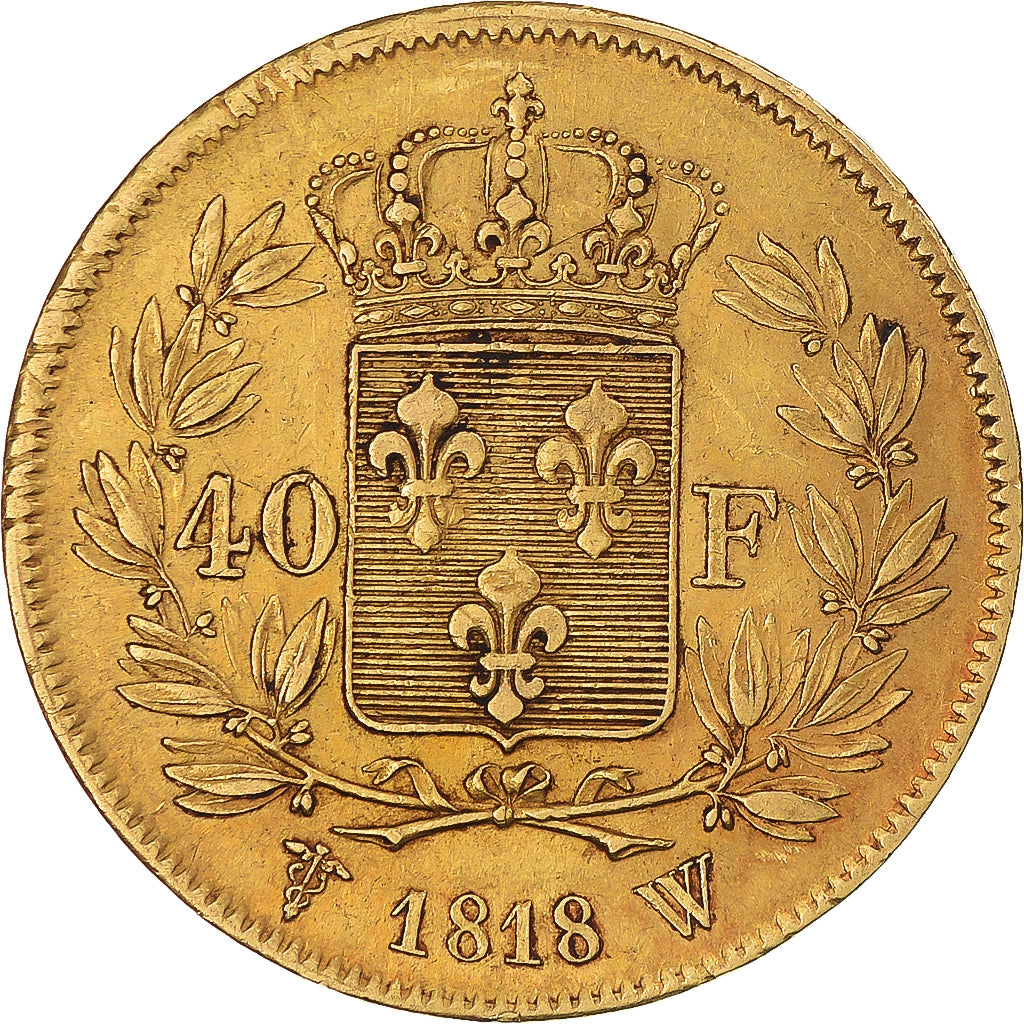 Münze, Frankreich, Louis XVIII, 40 Francs, 1818, Lille, SS+, Gold, KM:713.6, Le