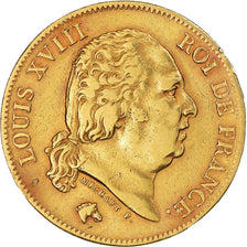 Coin, France, Louis XVIII, 40 Francs, 1818, Lille, AU(50-53), Gold, KM:713.6, Le