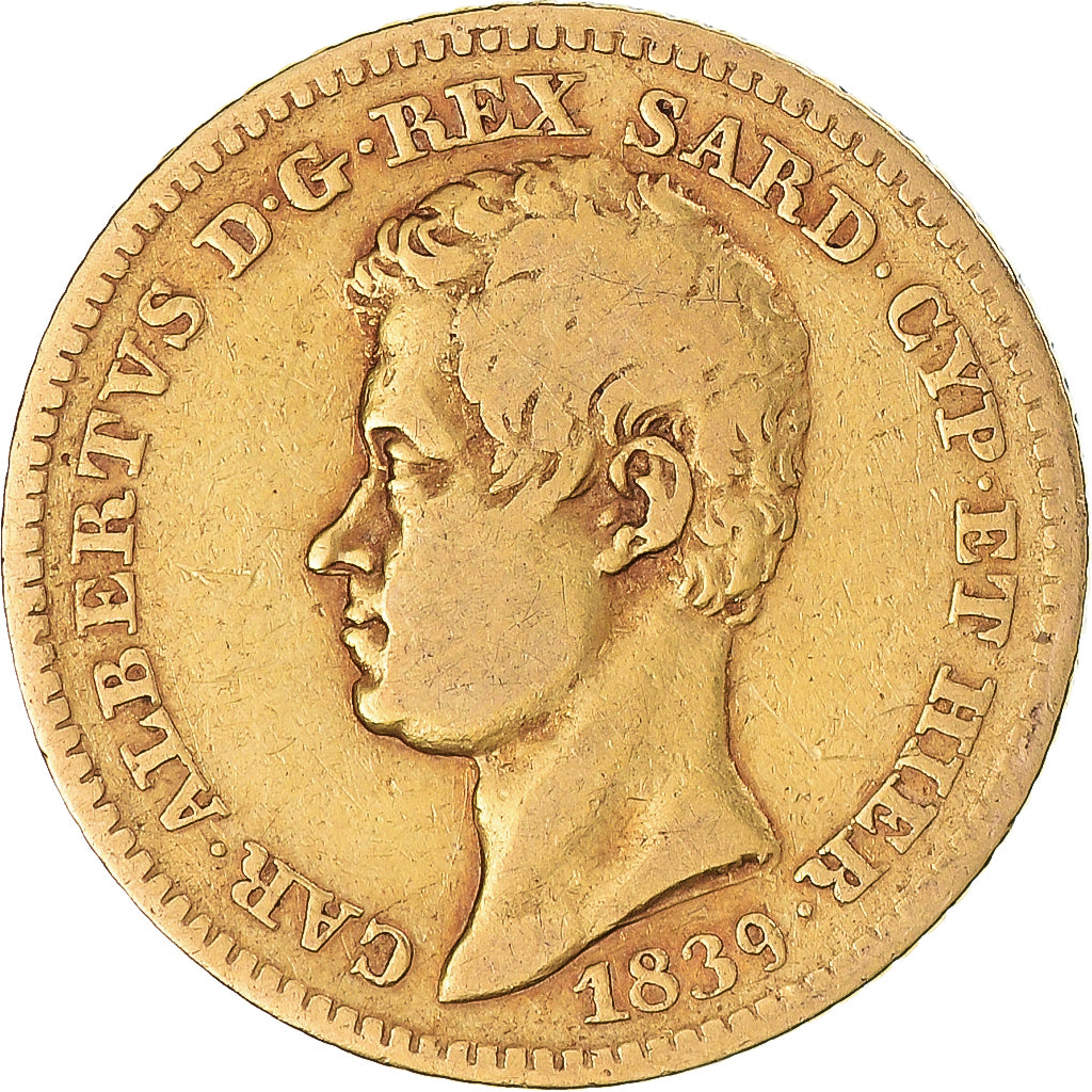 Moneta, STATI ITALIANI, SARDINIA, Carlo Alberto, 10 Lire, 1839, Torino, MB+