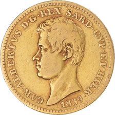 Moneta, STATI ITALIANI, SARDINIA, Carlo Alberto, 10 Lire, 1839, Torino, MB+