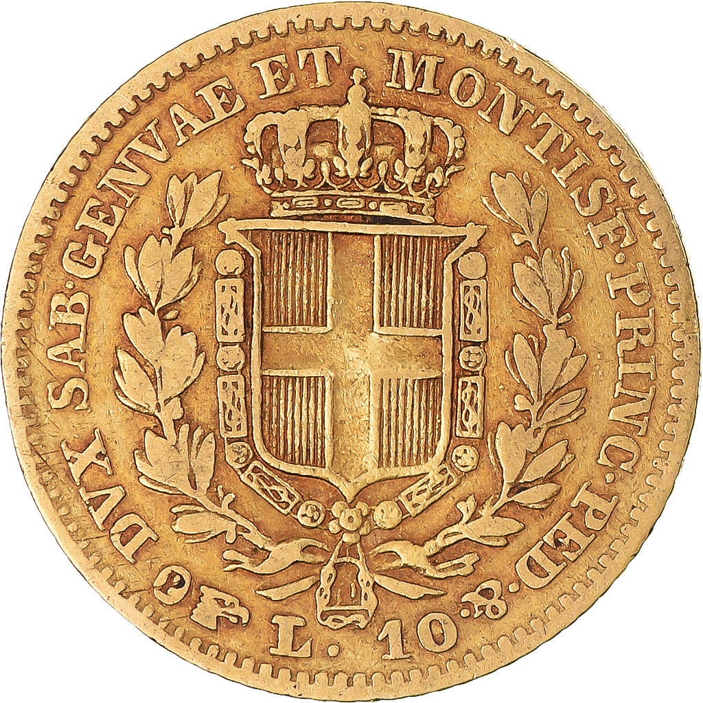 Moneta, STATI ITALIANI, SARDINIA, Carlo Alberto, 10 Lire, 1839, Torino, MB+
