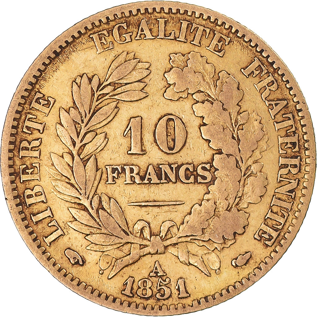 Monnaie, France, Cérès, 10 Francs, 1851, Paris, TB+, Or, Gadoury:1012, KM:770
