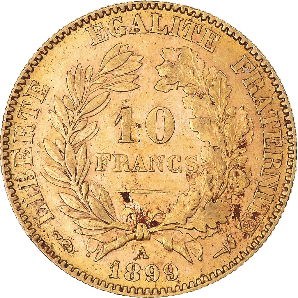 Munten, Frankrijk, Cérès, 10 Francs, 1899, Paris, PR, Goud, KM:830
