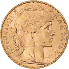 Moneda, Francia, Marianne, 20 Francs, 1901, Paris, Coq, EBC, Oro, KM:847