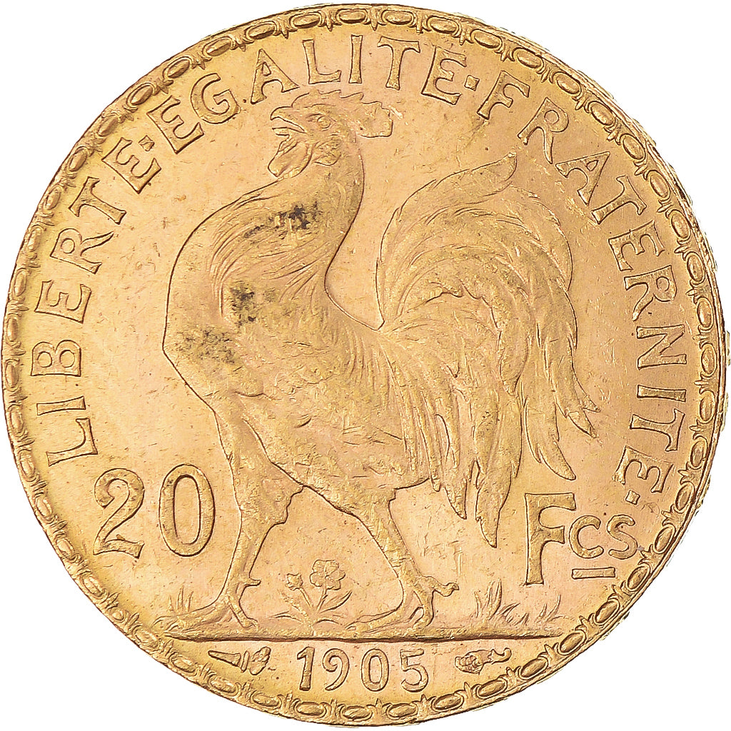 Moneda, Francia, Marianne, 20 Francs, 1905, Paris, Coq, EBC, Oro, KM:847