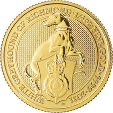 Coin, Great Britain, Elizabeth II, White Greyhound, 25 Pounds - 1/4 Oz, 2021