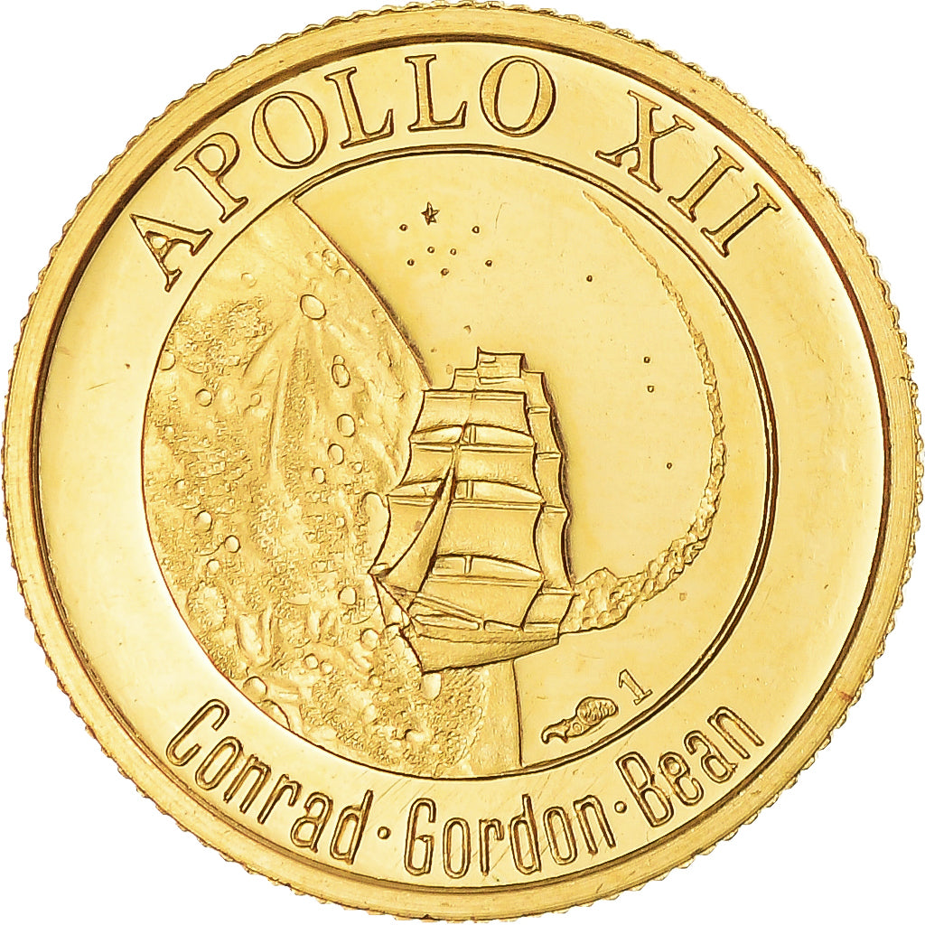 France, Medal, Apollo XII, Second moonlanding, 1969, MS(64), Gold