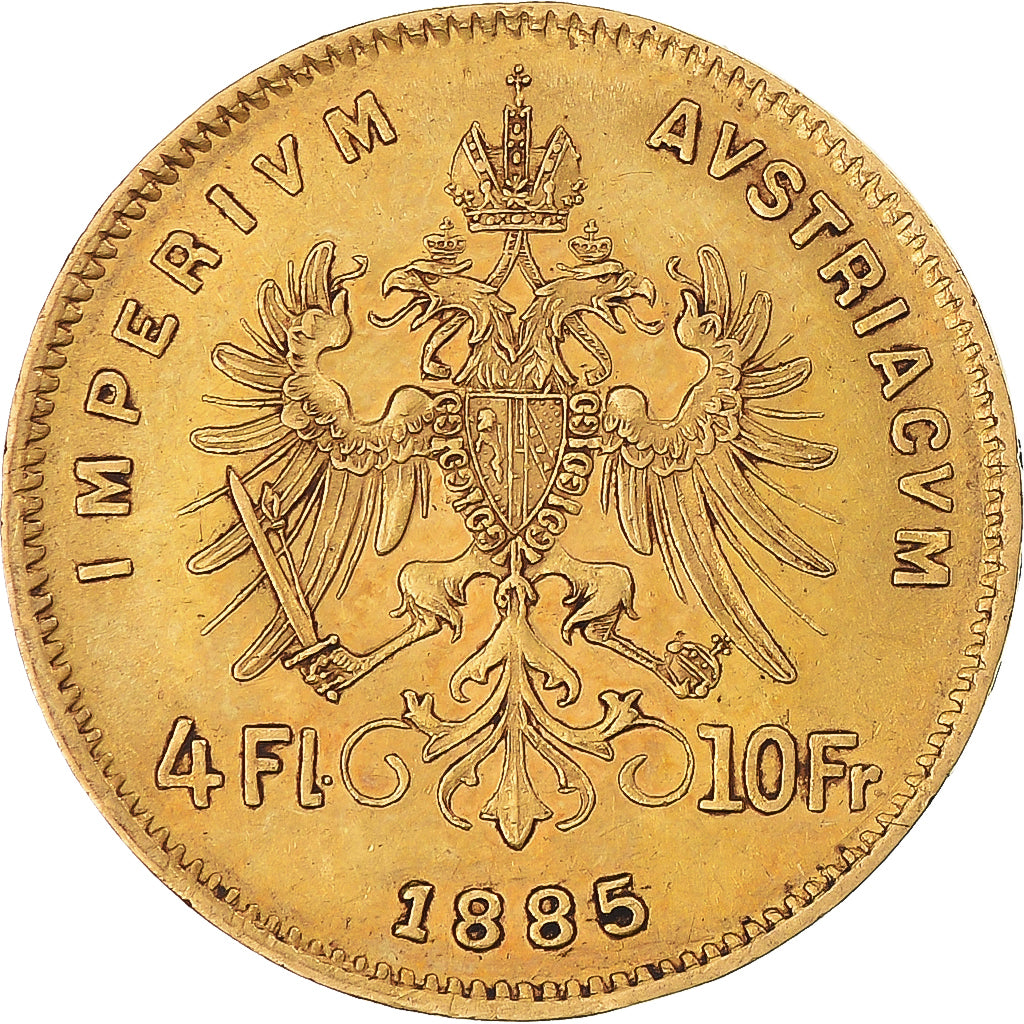 Moneta, Austria, Franz Joseph I, 4 Florin 10 Francs, 1885, Vienna, AU(55-58)