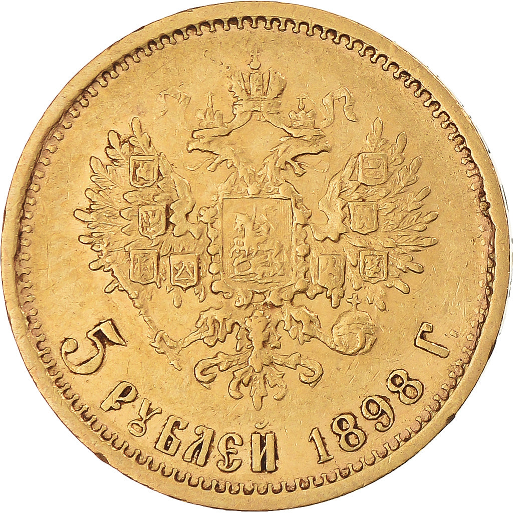Moneta, Russia, Nicholas II, 5 Roubles, 1898, St. Petersburg, EF(40-45), Złoto