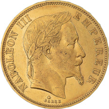 Moeda, França, Napoleon III, 50 Francs, 1862, Paris, AU(55-58), Dourado