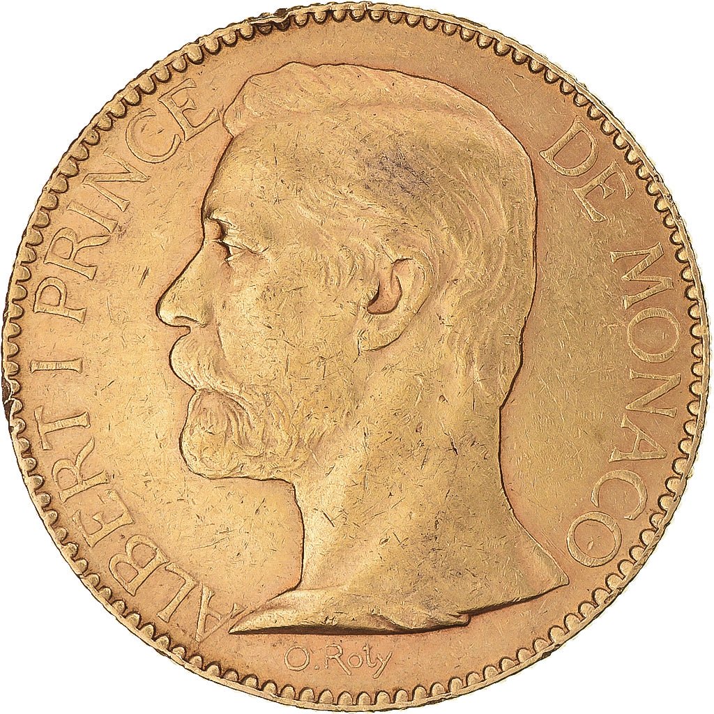 Coin, Monaco, Albert I, 100 Francs, Cent, 1891, Paris, AU(50-53), Gold, KM:105