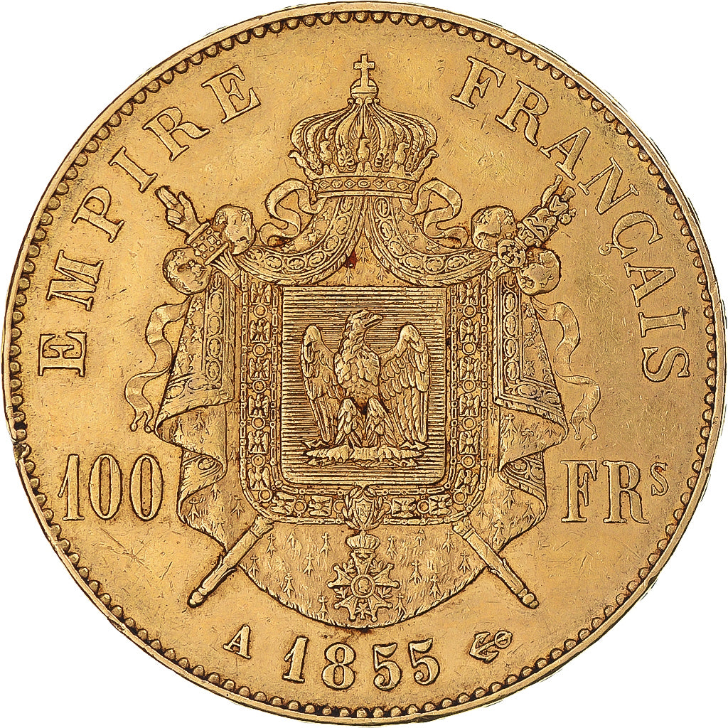 Münze, Frankreich, Napoleon III, 100 Francs, 1855, Paris, SS, Gold, KM:786.1