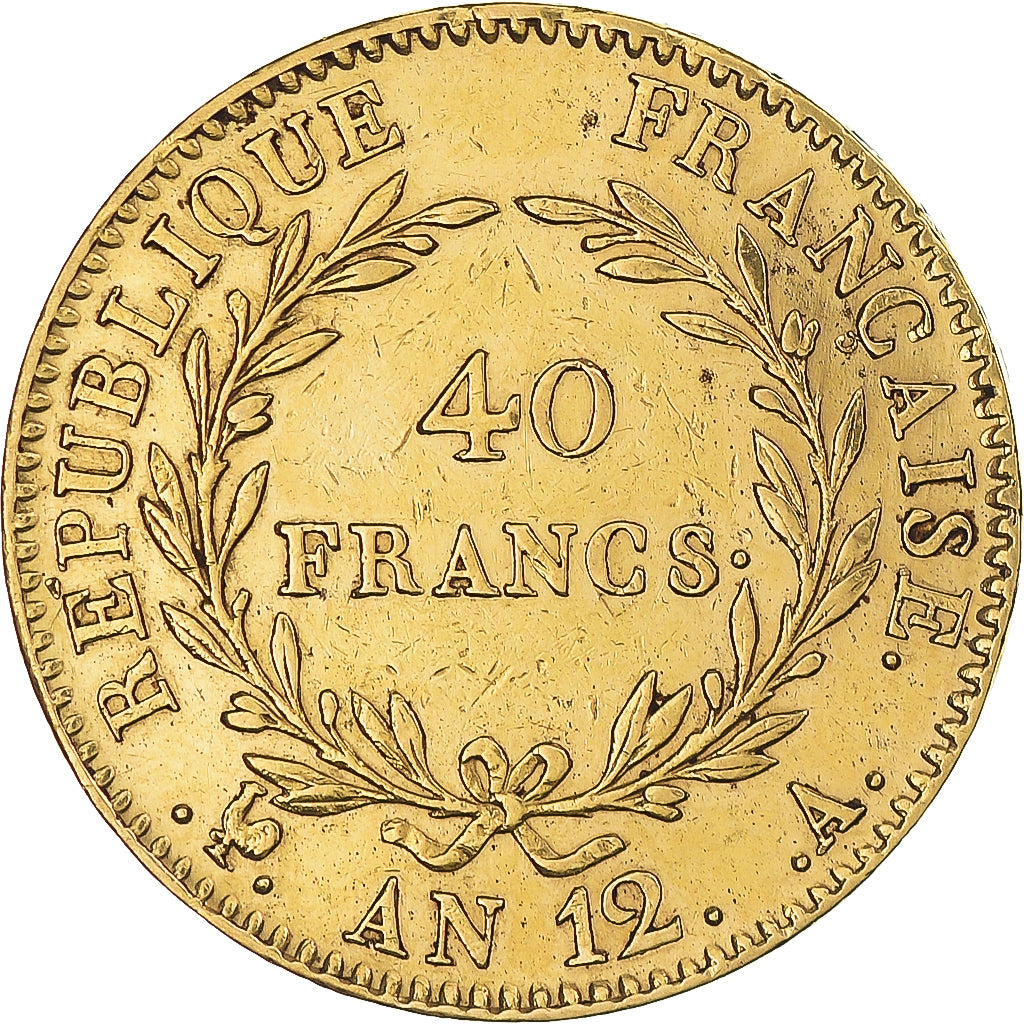 Munten, Frankrijk, Napoléon I, 40 Francs, An 12, Paris, ZF+, Goud, KM:652