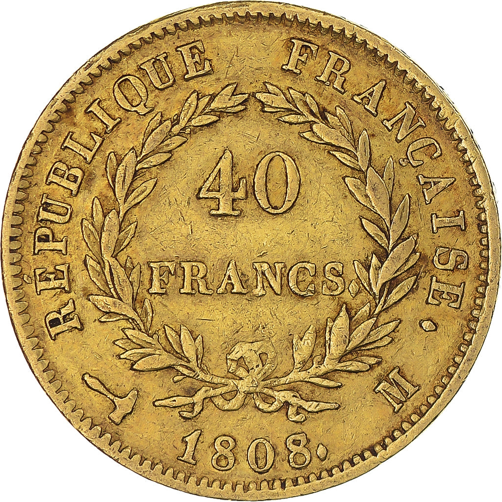Coin, France, Napoleon I, 40 Francs, 1808, Toulouse, EF(40-45), Gold, KM:688.3
