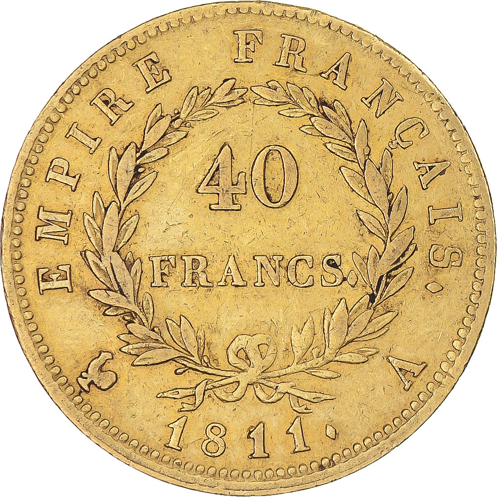 Coin, France, Napoleon I, 40 Francs, 1811, Paris, EF(40-45), Gold, KM:696.1
