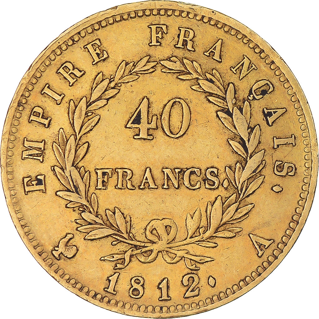 Moneta, Francja, Napoleon I, 40 Francs, 1812, Paris, AU(55-58), Złoto