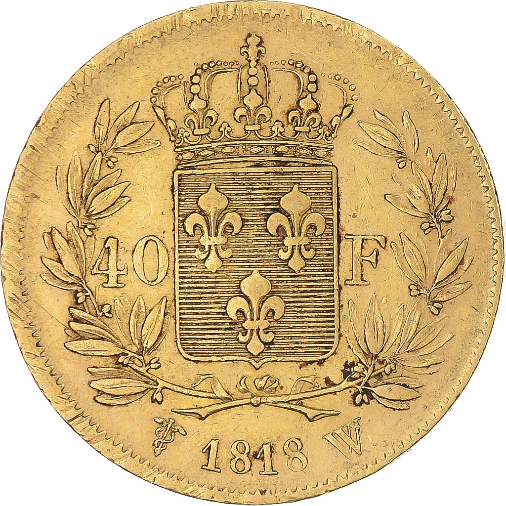 Monnaie, France, Louis XVIII, 40 Francs, 1818, Lille, TTB+, Or, Gadoury:1092